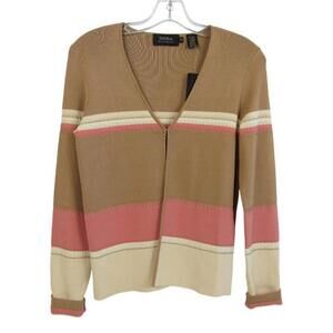 Dana Buchman Cardigan Sweater Singal Button Sz Small Color Block NWT List $270